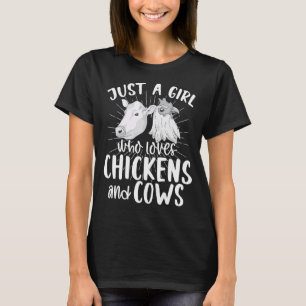 Farming Girls Farmer Women Farm Animal Cow Chicken T-Shirt