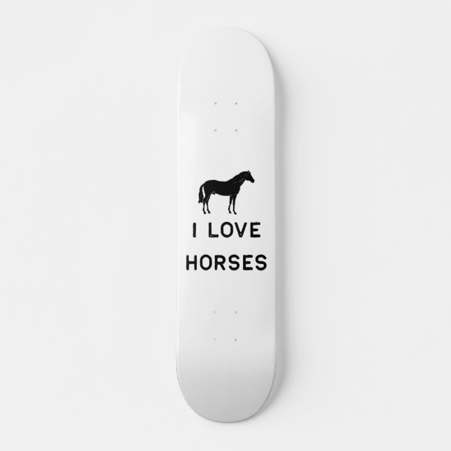 Farming I Love Horses Black Cute Gift Farm Country Skateboard (Front)