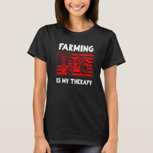 Farming Is My Therapy Old Man With A Tractor T-Shirt