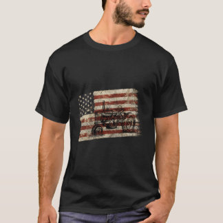 Farming Patriotic American Usa Flag Antique Tracto T-Shirt
