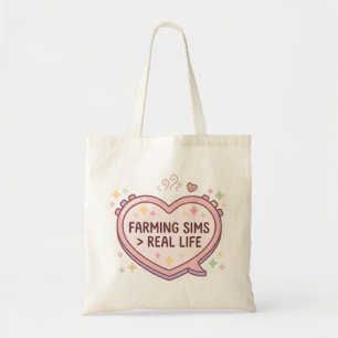 Farming Sims Greater Than Real Life Canvas Tote  Bag