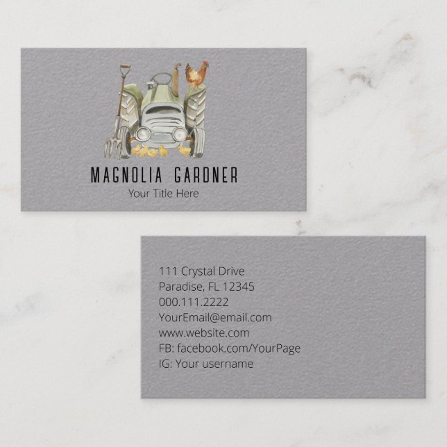 Farming Tractor Chickens Organic Gardening  Business Card (Front/Back)