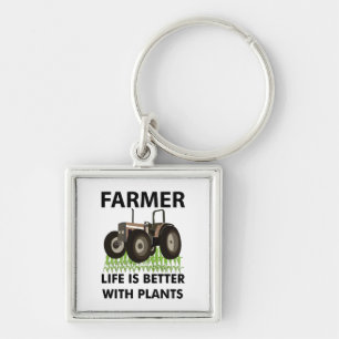 Farming Tractor Field Farmer  Key Ring