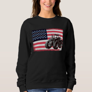 Farming Truck Driver Tractors USA American Flag Fa Sweatshirt
