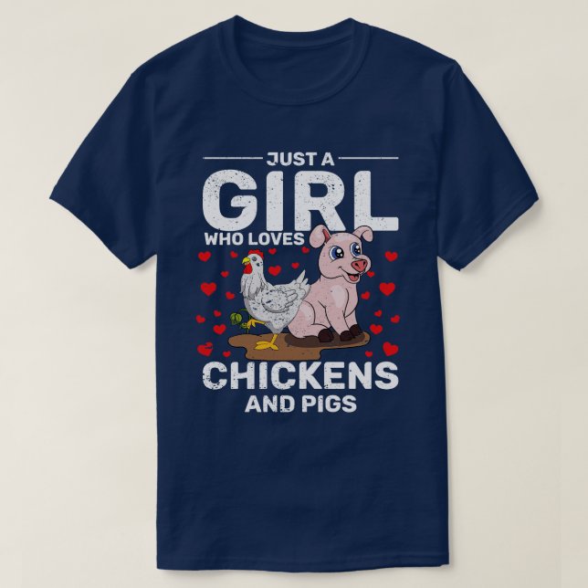 Farming Women Farmer Girls Chicken Lover Farm Anim T-Shirt (Design Front)