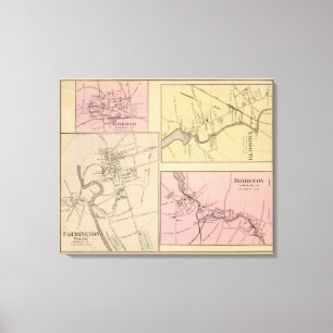 Farmington, Gorham, Yarmouth, Bridgton Map Canvas Print