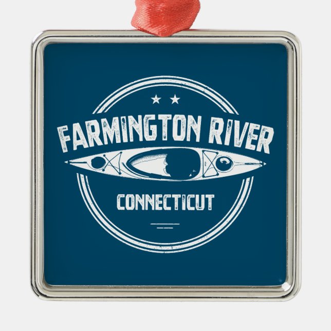 Farmington River Connecticut Kayaking Metal Tree Decoration (Front)