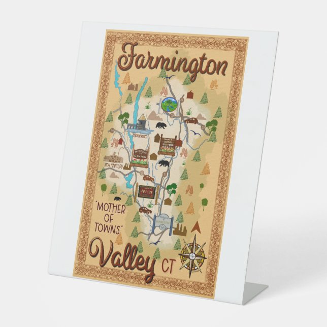 Farmington Valley, Connecticut, Mother Of Towns Pedestal Sign (Front)