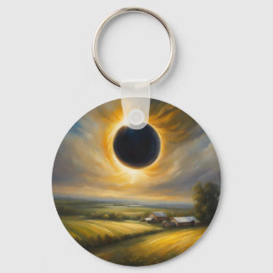Farmland Solar Eclipse Add Text Custom Event Key Ring
