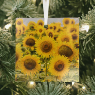 Farms A Sunflower Field Glass Tree Decoration