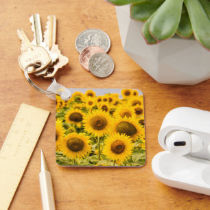 Farms A Sunflower Field Key Ring