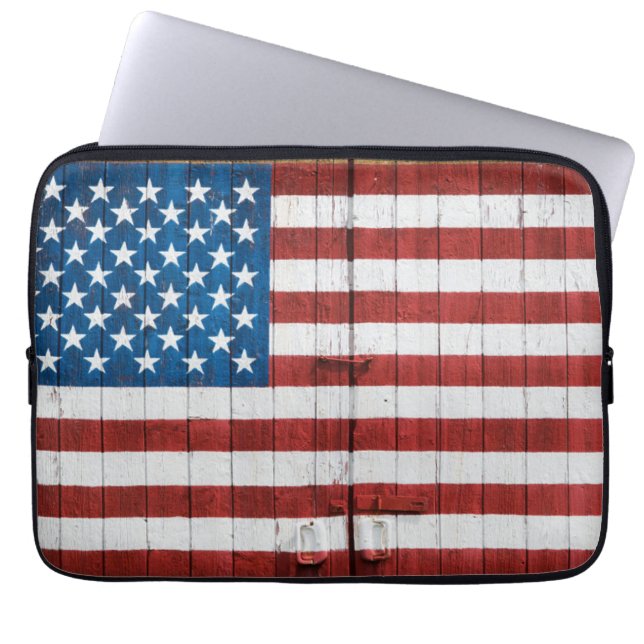 Farms | American Flag Barn Mural Laptop Sleeve (Front)