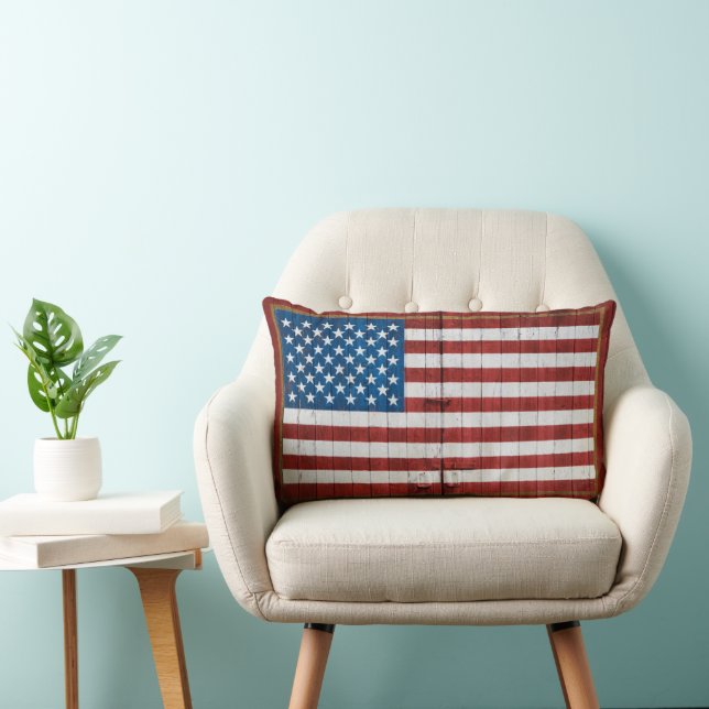 Farms | American Flag Barn Mural Lumbar Cushion (Chair)