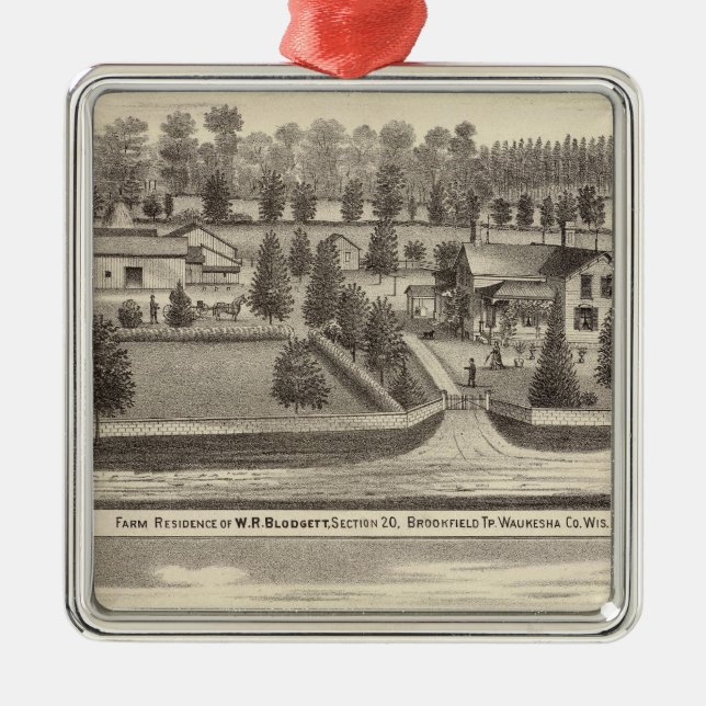 Farms and residences of WR Blodgett & GC Daubner Metal Tree Decoration (Front)