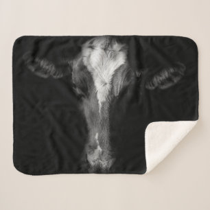 Farms B&W Cow Head Shot Sherpa Blanket