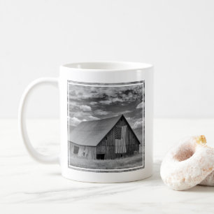 Farms   BW American Flag Barn Scene Coffee Mug