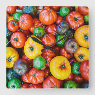 Farms Colourful Tomato Harvest Square Wall Clock