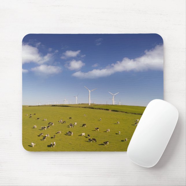 Farms | Cows Near Windmill Farm Mouse Pad (With Mouse)