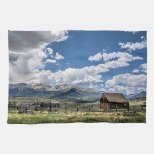 Farms   Farm Below the Colorado Mountains Tea Towel