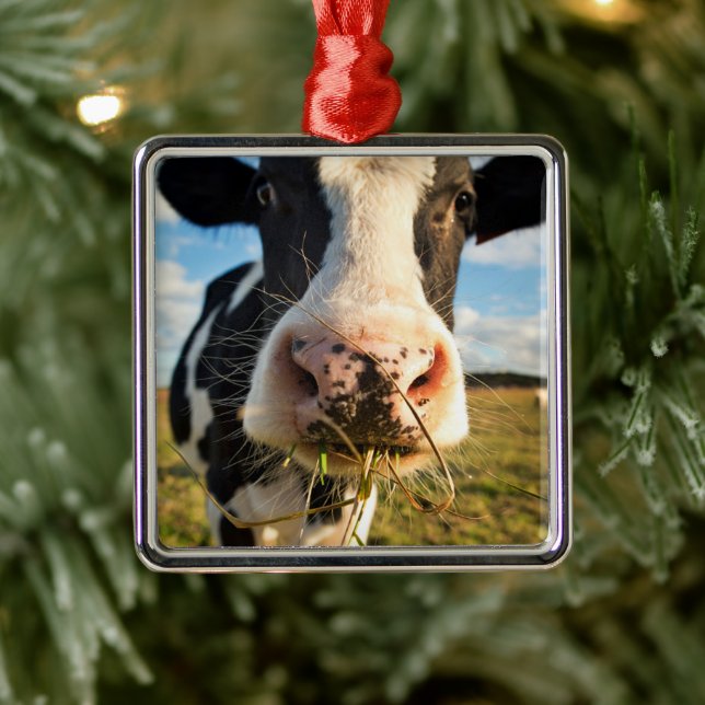 Farms | Holstein Cow Chewing Metal Tree Decoration (Tree)