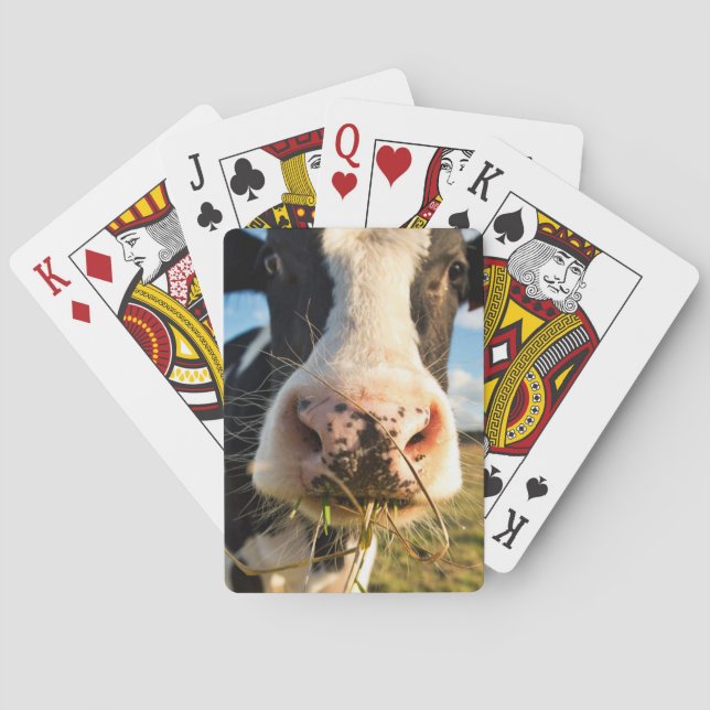 Farms | Holstein Cow Chewing Playing Cards (Back)