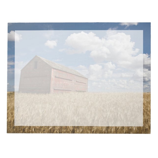 Farms | Old Red Barn in Wheat Field Notepad (Front)