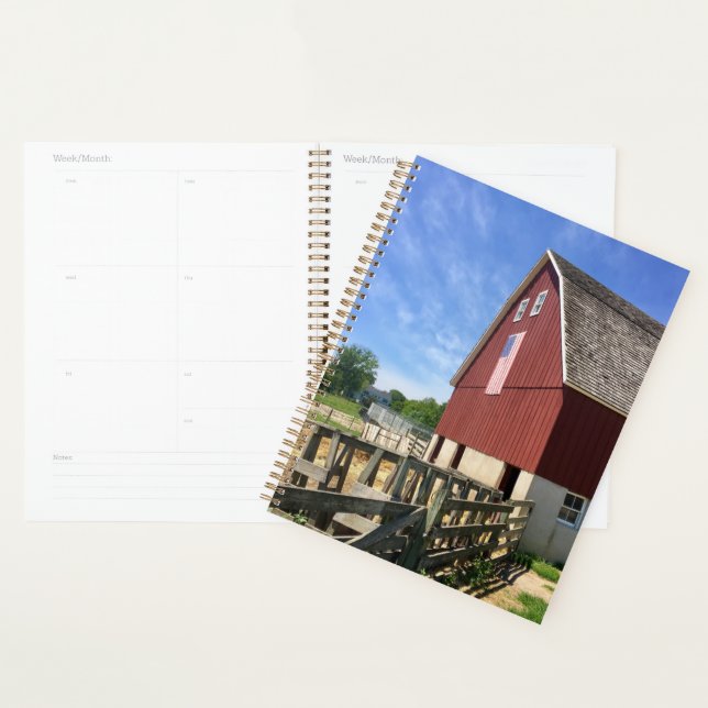 Farms | Red Barn With American Flag Planner (Display)