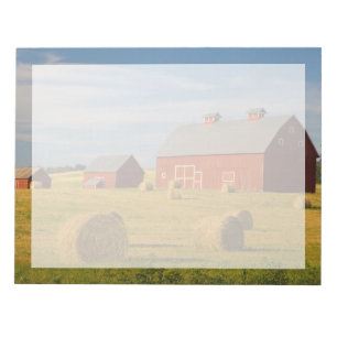 Farms Red Barns Near Hay Bales Notepad