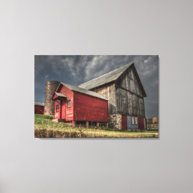 Farms | Red Wooden Barn in Michigan Canvas Print (Front)