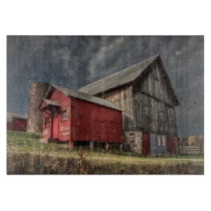 Farms Red Wooden Barn in Michigan Cutting Board