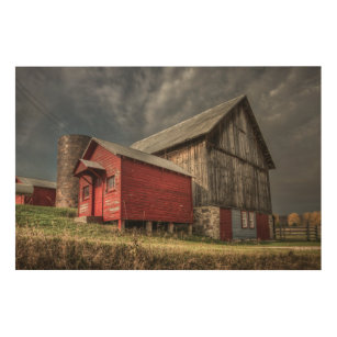 Farms   Red Wooden Barn in Michigan Wood Wall Art
