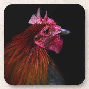 Farms Rooster Head Shot Coaster