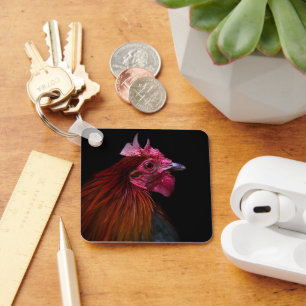 Farms Rooster Head Shot Key Ring