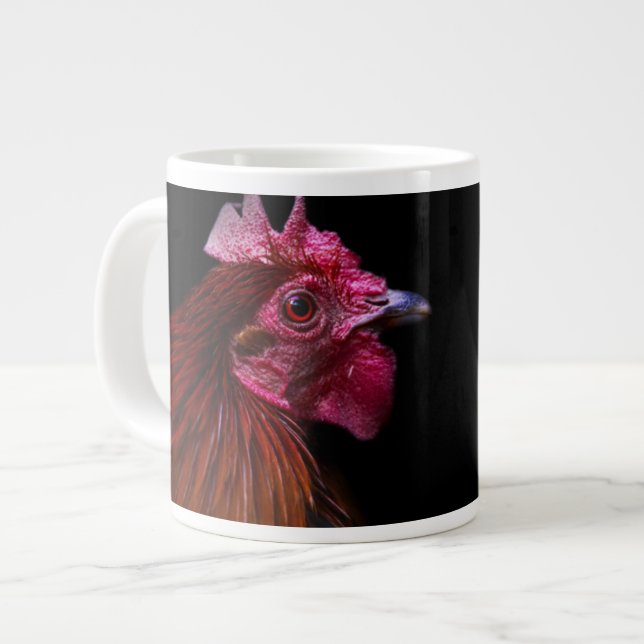 Farms | Rooster Head Shot Large Coffee Mug (Front Left)