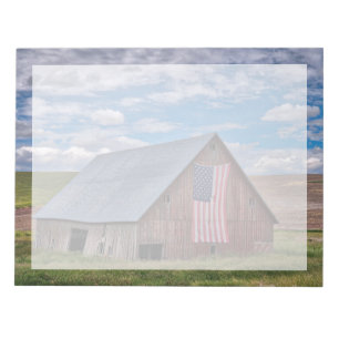 Farms Rustic Red Barn With American Flag Notepad