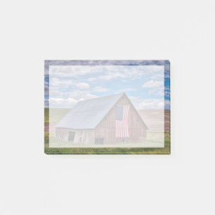Farms Rustic Red Barn With American Flag Post-it Notes