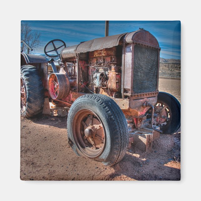 Farms | Rusty Antique Tractor Magnet (Front)