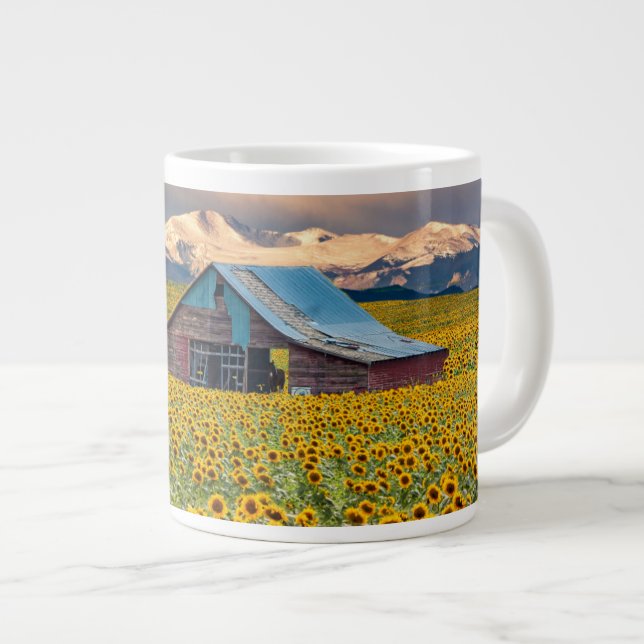 Farms | Sunflower Field Large Coffee Mug (Front Right)