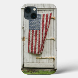 Farms White Barn Door With American Flag iPhone 13 Case