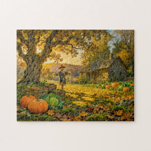 Farmstead Cottage at Harvest Time Jigsaw Puzzle