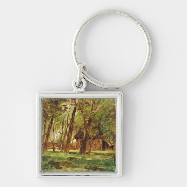Farmstead under Trees Key Ring (Front)