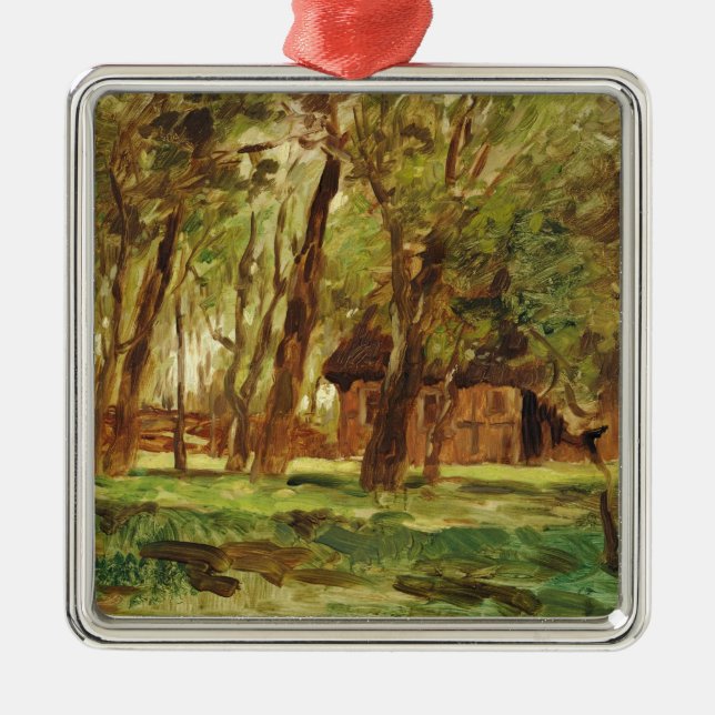 Farmstead under Trees Metal Tree Decoration (Front)