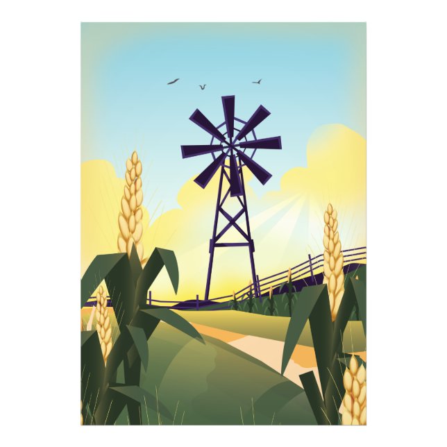 Farmyard and windmill photo print (Front)