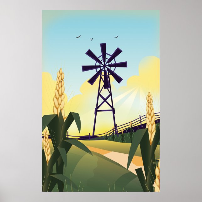Farmyard and windmill poster (Front)