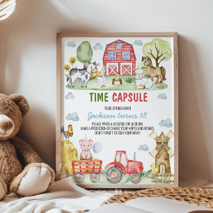 Farmyard Animals Birthday Party Time Capsule Sign