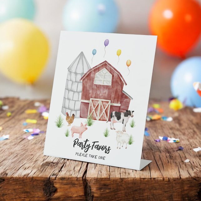 Farmyard Barnyard Farm Animals Birthday Party Pedestal Sign (Creator Uploaded)