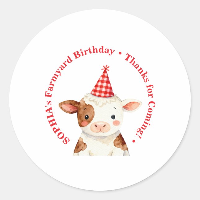  Farmyard Birthday Favour Bag Seal Editable (Front)