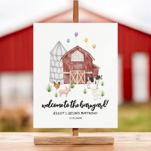 Farmyard Farm Animal Barnyard Birthday Welcome Poster