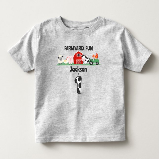 Farmyard Fun 1st Birthday Farm Animal Birthday  Toddler T-Shirt (Front)