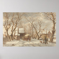 Farmyard in Winter - Jacob Cats Fine Art Poster